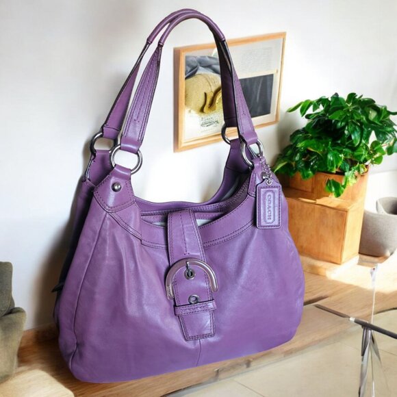 NWOT COACH F17092 Madison Lynn Pleated Soho Carryall Tote Vibrant Purple - Picture 1 of 17